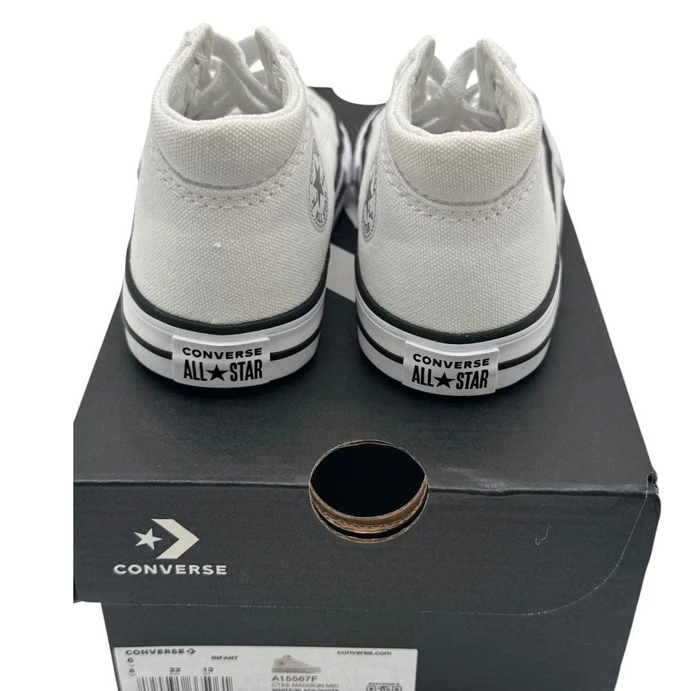Converse Chuck Taylor All Star Madison White Mid Top Infant Toddler Shoes 6C NIB